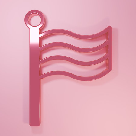 Pink Flag Of Egypt icon isolated on pink background. Minimalism concept. 3D render illustration.の写真素材