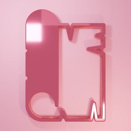 Pink Ancient papyrus scroll icon isolated on pink background. Parchment paper. Ancient Egypt symbol. Minimalism concept. 3D render illustration.の写真素材