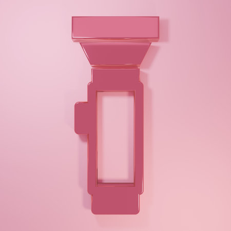 Pink Flashlight icon isolated on pink background. Minimalism concept. 3D render illustration.の写真素材