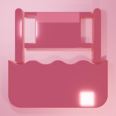 Pink Water volleyball net icon isolated on pink background. Minimalism concept. 3D render illustration.の写真素材