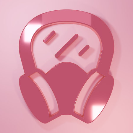Pink Gas mask icon isolated on pink background. Respirator sign. Minimalism concept. 3D render illustration.の写真素材