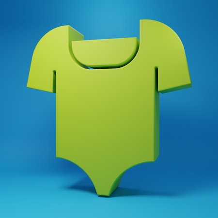 Green Summer beach swimsuit icon isolated on blue background. Beach women fashion. Minimalism concept. 3D render illustration.の写真素材