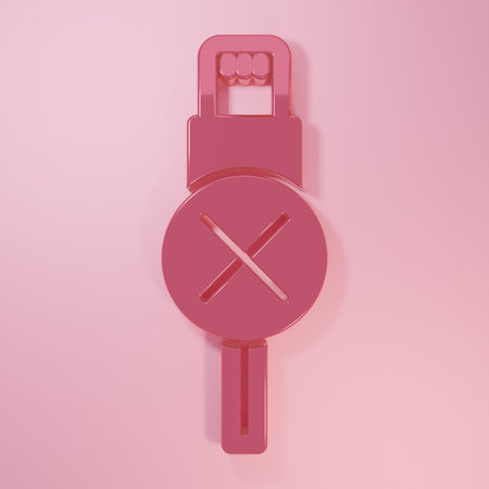 Pink No usb cable cord icon isolated on pink background. Connectors and sockets for PC and mobile devices. Minimalism concept. 3D render illustration.の写真素材