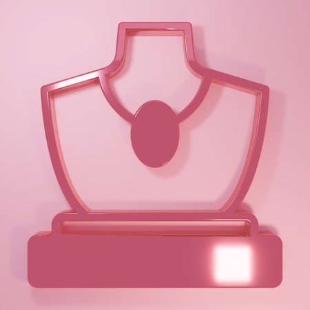 Pink Auction jewelry sale icon isolated on pink background. Auction bidding. Sale and buyers. Minimalism concept. 3D render illustration.の写真素材