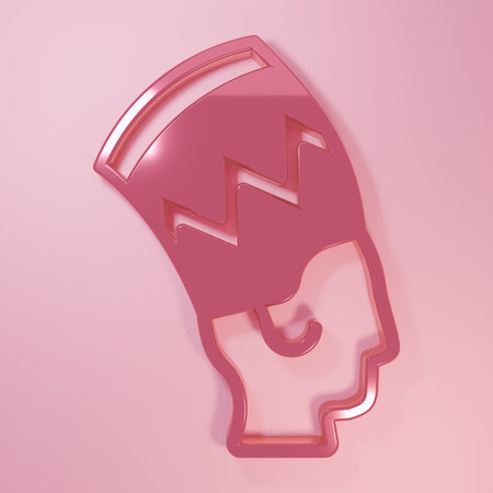 Pink Nefertiti icon isolated on pink background. Minimalism concept. 3D render illustration.の写真素材