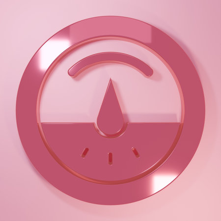 Pink Electric meter icon isolated on pink background. Minimalism concept. 3D render illustration.の写真素材