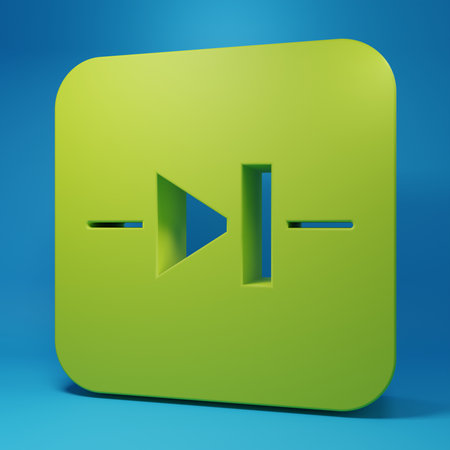 Green Diode in electronic circuit icon isolated on blue background. Minimalism concept. 3D render illustration.の写真素材