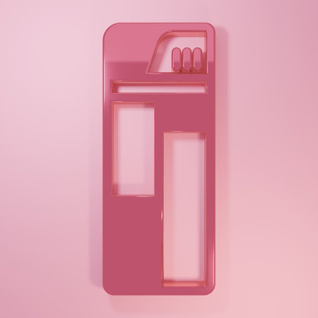 Pink Lighter icon isolated on pink background. Minimalism concept. 3D render illustration.