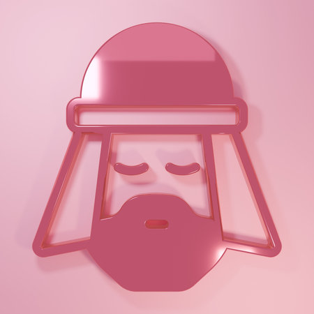 Pink Egyptian man icon isolated on pink background. Minimalism concept. 3D render illustration.の写真素材