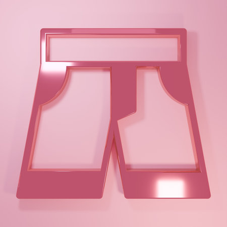 Pink Short or pants icon isolated on pink background. Minimalism concept. 3D render illustration.の写真素材