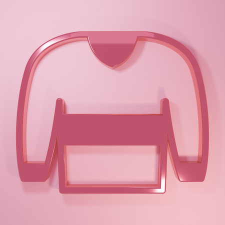 Pink Sweater icon isolated on pink background. Pullover icon. Sweatshirt sign. Minimalism concept. 3D render illustration.の写真素材
