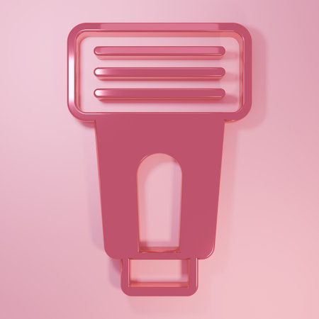 Pink Photo camera icon isolated on pink background. Foto camera. Digital photography. Minimalism concept. 3D render illustration.の写真素材