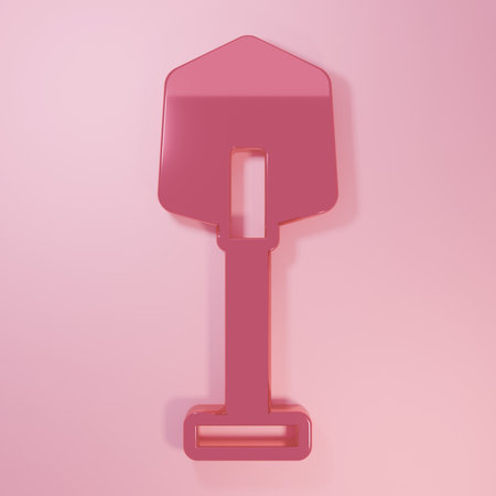 Pink Fire shovel icon isolated on pink background. Fire protection equipment. Equipment for firefighter. Minimalism concept. 3D render illustration.の写真素材