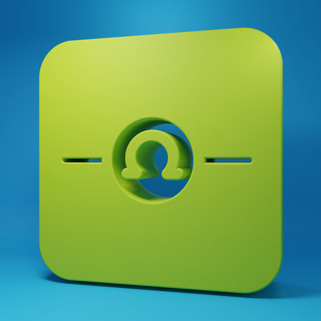Green Ohmmeter icon isolated on blue background. Minimalism concept. 3D render illustration.の写真素材