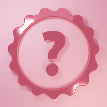 Pink Question mark icon isolated on pink background. FAQ sign. Copy files, chat speech bubble and chart. Minimalism concept. 3D render illustration.の写真素材
