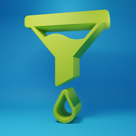 Green Molecule icon isolated on blue background. Structure of molecules in chemistry, science teachers innovative educational poster. Minimalism concept. 3D render illustration.の写真素材