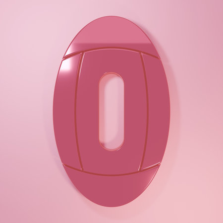 Pink American Football ball icon isolated on pink background. Rugby ball icon. Team sport game symbol. Minimalism concept. 3D render illustration.の写真素材