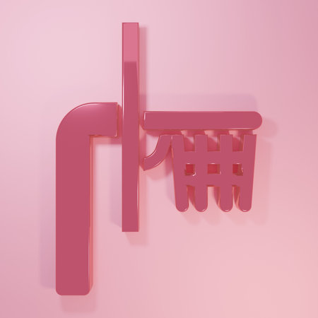 Pink Basketball backboard icon isolated on pink background. Minimalism concept. 3D render illustration.の写真素材