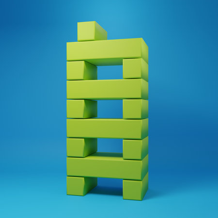 Green Mahjong pieces icon isolated on blue background. Chinese mahjong red dragon game emoji....