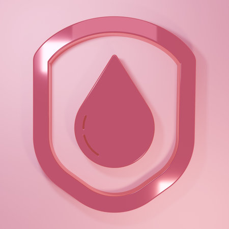 Pink Waterproof icon isolated on pink background. Water resistant or liquid protection concept. Minimalism concept. 3D render illustration.の写真素材