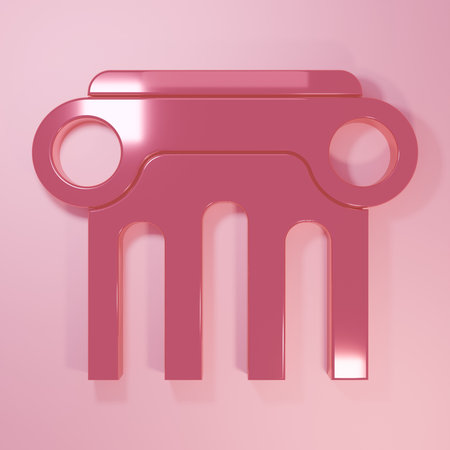 Pink Law pillar icon isolated on pink background. Minimalism concept. 3D render illustration.の写真素材