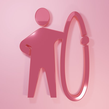 Pink Surfboard icon isolated on pink background. Surfing board. Extreme sport. Sport equipment. Minimalism concept. 3D render illustration.の写真素材