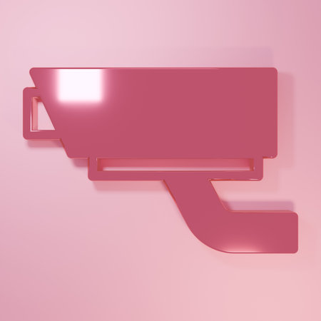 Pink Security camera icon isolated on pink background. Minimalism concept. 3D render illustration.