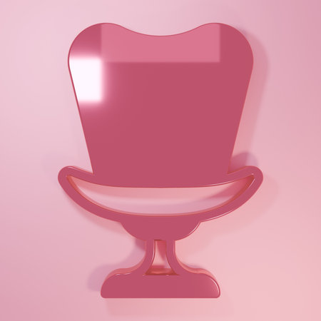 Pink Armchair icon isolated on pink background. Minimalism concept. 3D render illustration.の写真素材