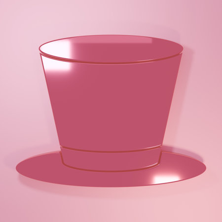Pink Cylinder hat icon isolated on pink background. Minimalism concept. 3D render illustration.の写真素材