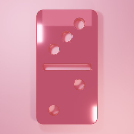Pink Domino icon isolated on pink background. Minimalism concept. 3D render illustration.の写真素材