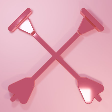 Pink Arrow with sucker tip icon isolated on pink background. Minimalism concept. 3D render illustration.の写真素材
