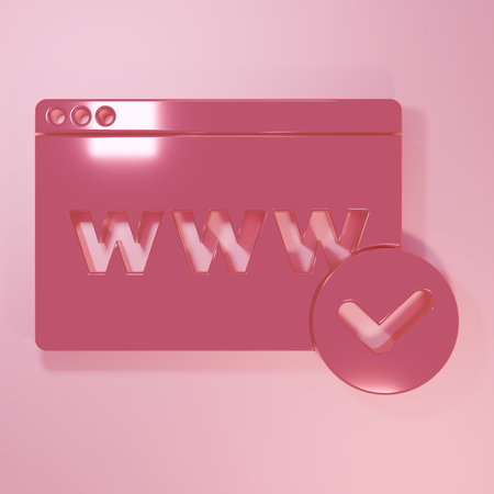 Pink Website template icon isolated on pink background. Internet communication protocol. Minimalism concept. 3D render illustration.の写真素材