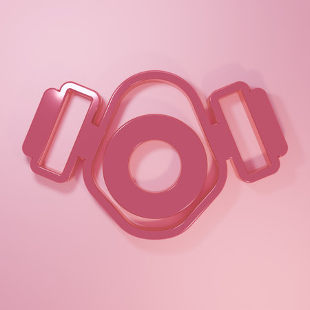 Pink Gas mask icon isolated on pink background. Respirator sign. Minimalism concept. 3D render illustration.の写真素材