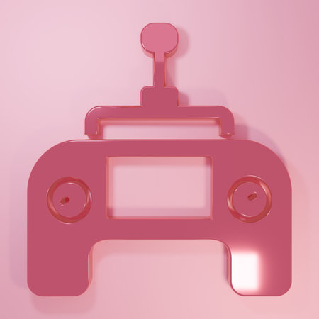 Pink Drone radio remote control transmitter icon isolated on pink background. Minimalism concept. 3D render illustration.の写真素材