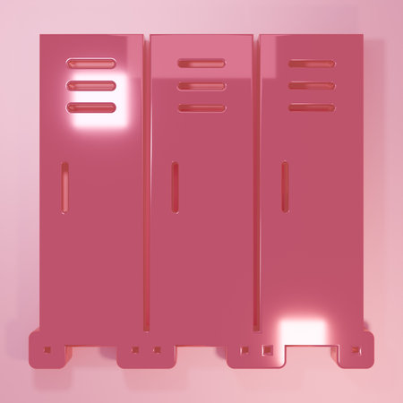 Pink Locker or changing room for hockey, football, basketball team or workers icon isolated on pink background. Minimalism concept. 3D render illustration.の写真素材
