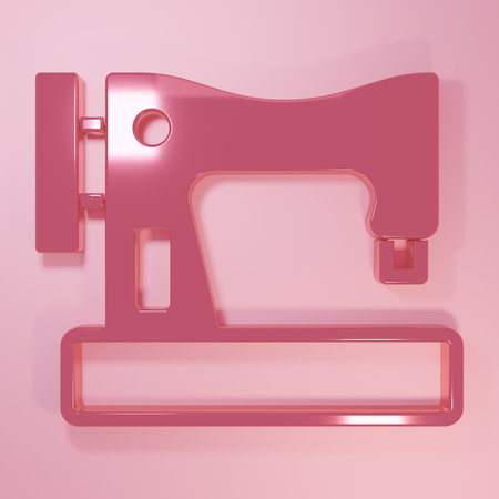 Pink Sewing machine icon isolated on pink background. Minimalism concept. 3D render illustration.の写真素材