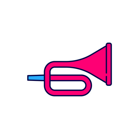 Filled outline Musical instrument trumpet icon isolated on white background. Vector.のイラスト素材