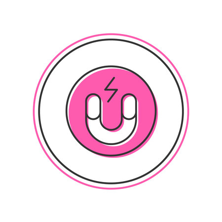 Filled outline Magnet icon isolated on white background. Horseshoe magnet, magnetism, magnetize, attraction. Vector.のイラスト素材
