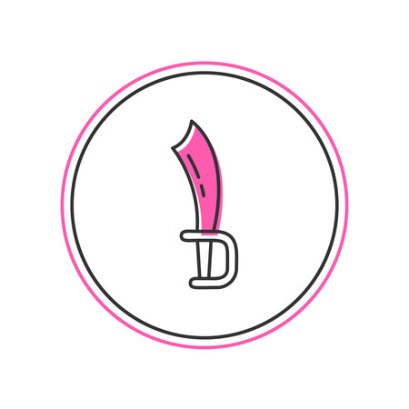 Filled outline Pirate sword icon isolated on white background. Saber sign. Vector.のイラスト素材