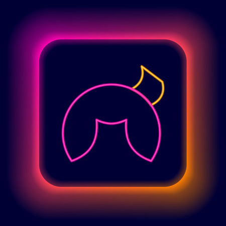 Glowing neon line Chinese fortune cookie icon isolated on black background. Asian traditional. Colorful outline concept. Vector.のイラスト素材