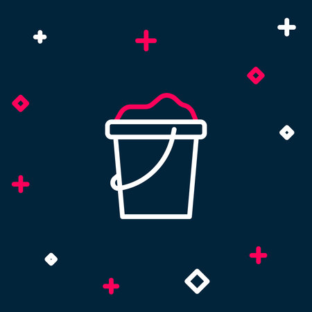 Line Sand in bucket icon isolated on blue background. Plastic kid toy. Summer icon. Colorful outline concept. Vector.のイラスト素材