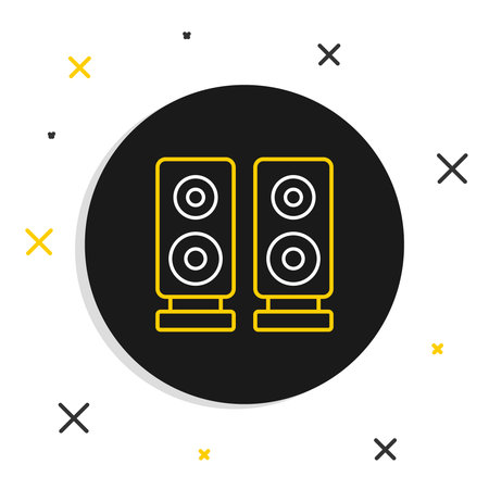 Line Stereo speaker icon isolated on white background. Sound system speakers. Music icon. Musical column speaker bass equipment. Colorful outline concept. Vector.のイラスト素材