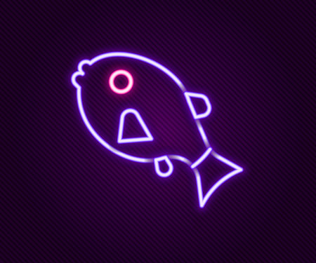 Glowing neon line Tropical fish icon isolated on black background. Exotic fish. Colorful outline concept. Vector.のイラスト素材