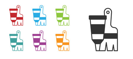 Black Tube with paint palette and brush icon isolated on white background. Set icons colorful. Vector.のイラスト素材