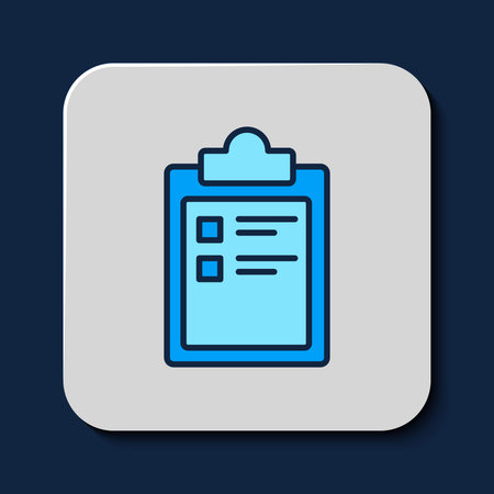 Filled outline Sport training program or fitness plan icon isolated on blue background. Vector.のイラスト素材