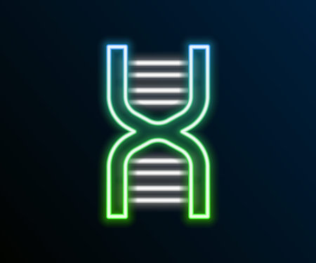 Glowing neon line DNA symbol icon isolated on black background. Colorful outline concept. Vector.のイラスト素材