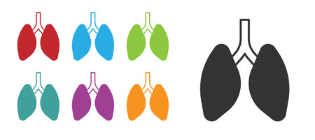 Black Lungs icon isolated on white background. Set icons colorful. Vector.のイラスト素材