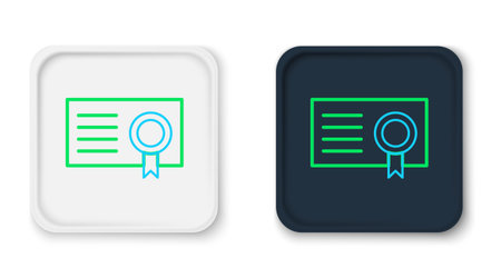Line Certificate template icon isolated on white background. Achievement, award, degree, grant, diploma concepts. Colorful outline concept. Vector.のイラスト素材