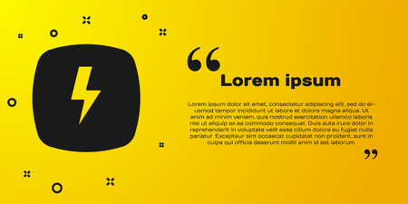 Black Lightning bolt icon isolated on yellow background. Flash sign. Charge flash icon. Thunderbolt. Lighting strike. Vector.のイラスト素材