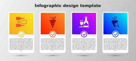 Set Bottles of wine, Bunch grapes, Wine bottle with glass and Grapes. Business infographic template. Vector.のイラスト素材